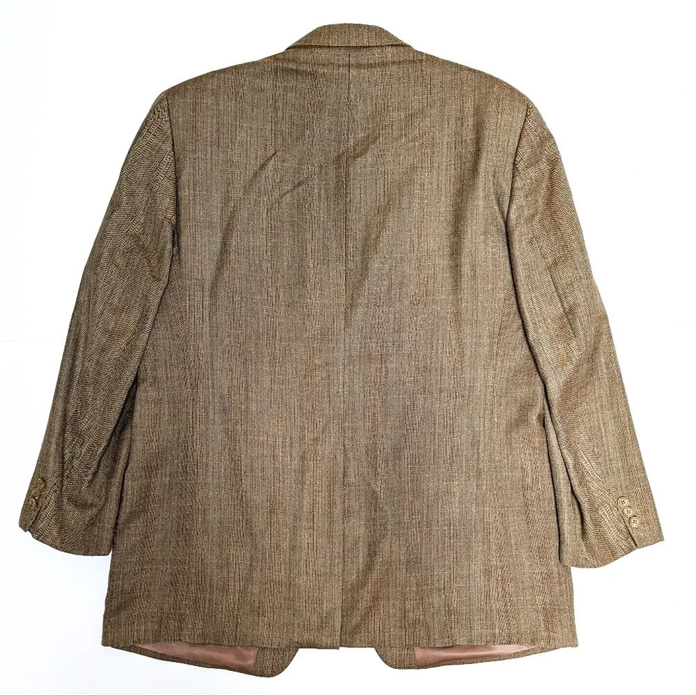 Lauren Ralph Lauren Tan Suit Jacket Blazer Silk Wool Blend size 44L - Picture 3 of 13